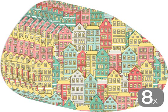 Set de table bio - Napperons bio - Sets de table - Maison - Motifs - Pastel - 8 pièces