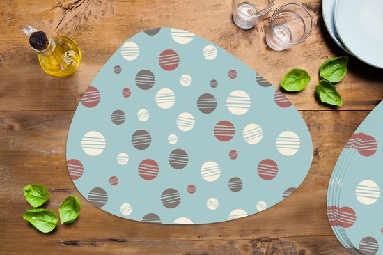 Set de table bio - Napperons bio - Pads - Pois - Motifs - Pastel - 6 pièces