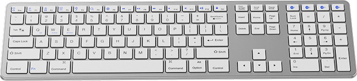 Case2go - Bluetooth toetsenbord met Numeriek Keypad - Draadloos Keyboard geschikt voor Android, IOS en Windows - Zilver