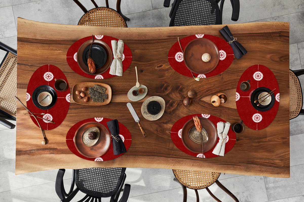 Placemats ovaal - Onderleggers - Ovale placemats - Kompas - Reizen - Patronen - 6 stuks