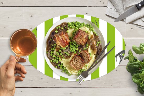 Napperons ovales - Sous-verres - Sets de table ovales - Motif - Cerf - Rayures - 6 pièces