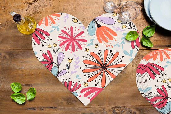 Sets de table - Napperons - Napperons coeur - Fleurs - Arc-en-ciel - Design - 10 pièces