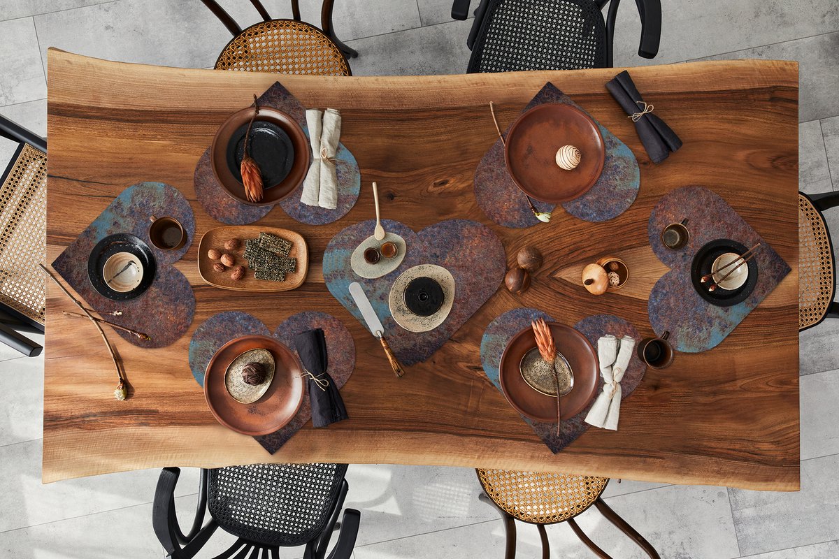 Onderleggers - Placemats - Placemats hartje - Roest print - Muur - Blauw - 10 stuks