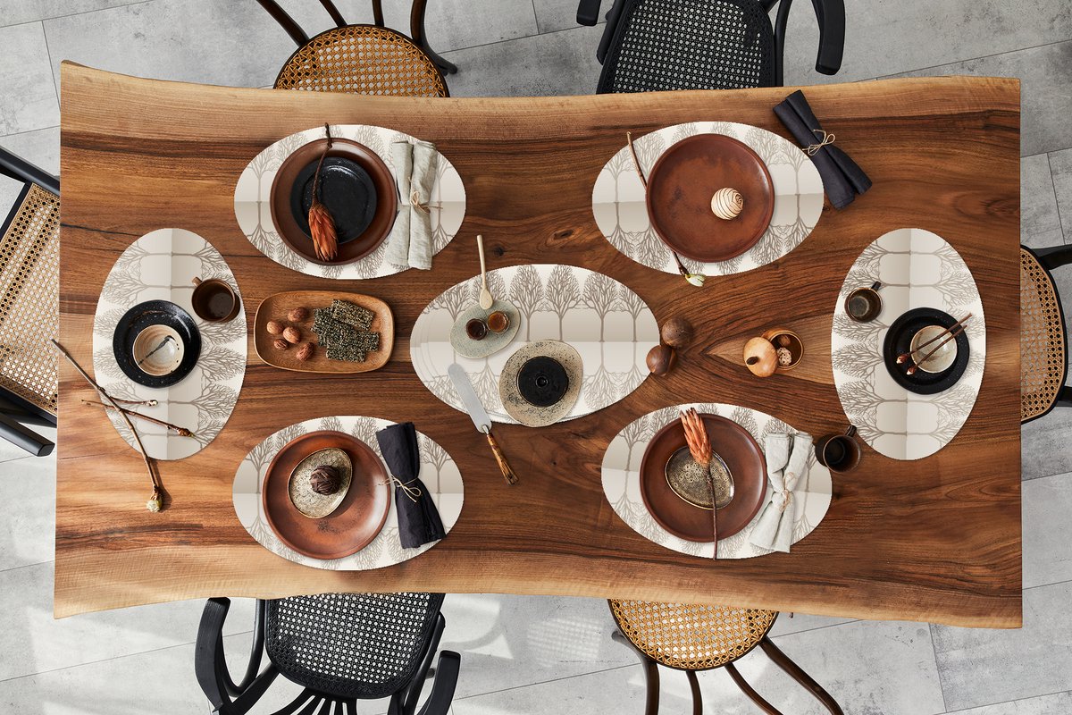 Placemats ovaal - Onderleggers - Ovale placemats - Design - Bomen - Bos - 10 stuks