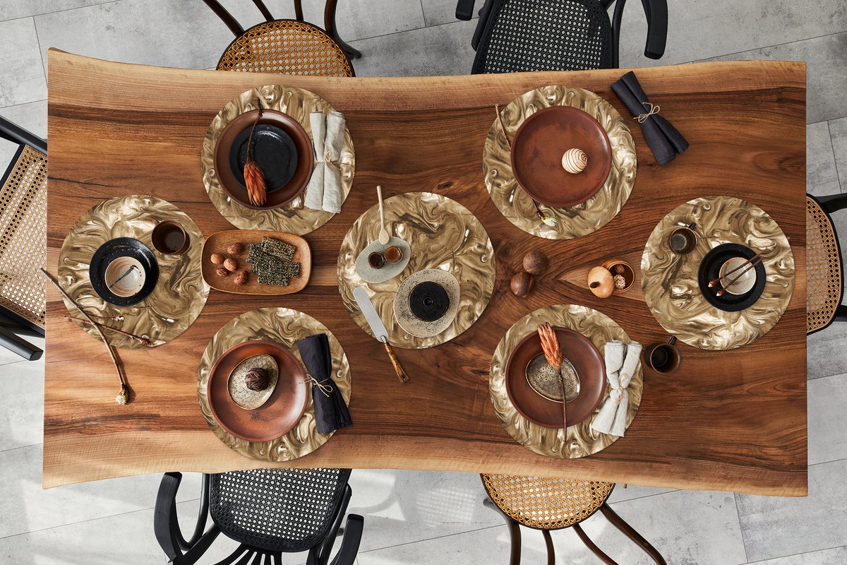 Ronde placemats - Onderlegger - Placemats rond - Bruin - Marmer print - Verf - Patronen - 8 stuks