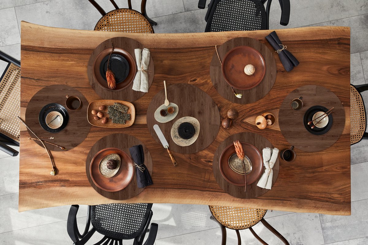Ronde placemats - Onderlegger - Placemats rond - Bruin - Patronen - Hout - 10 stuks