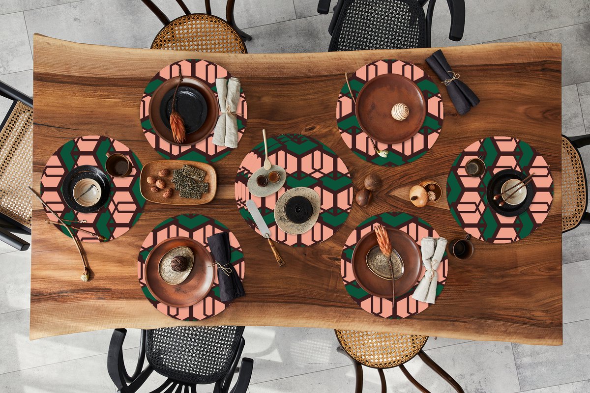 Ronde placemats - Onderlegger - Placemats rond - Kubus - Patronen - 3D - 10 stuks