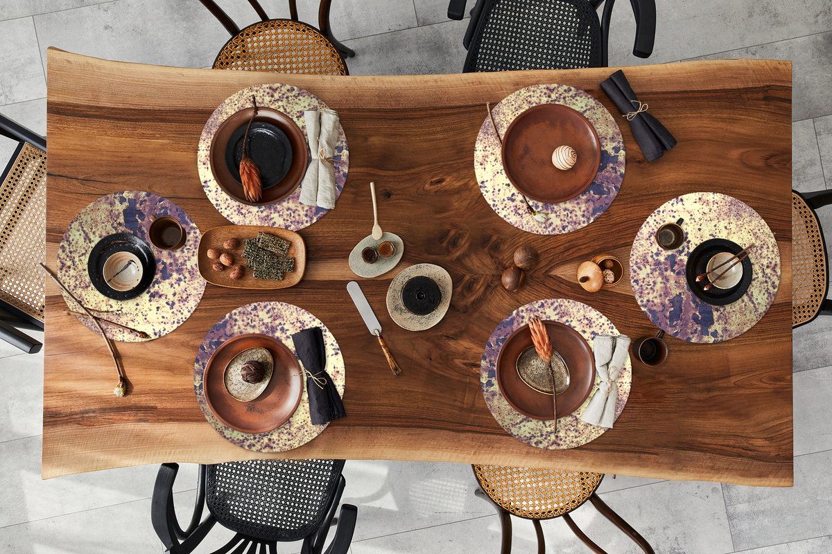 Ronde placemats - Onderlegger - Placemats rond - IJzer - Roest print - Vintage - 6 stuks
