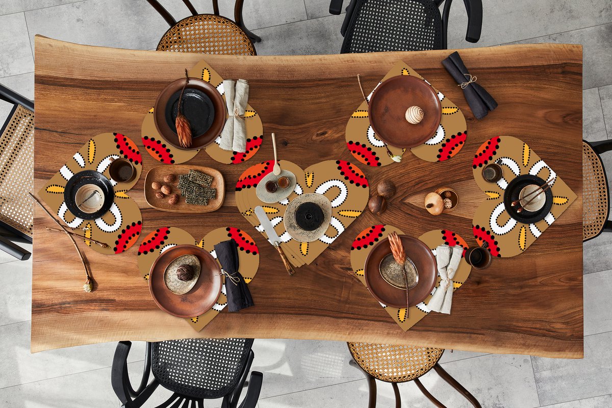 Onderleggers - Placemats - Placemats hartje - Design - Bloemen - Stippen - 10 stuks