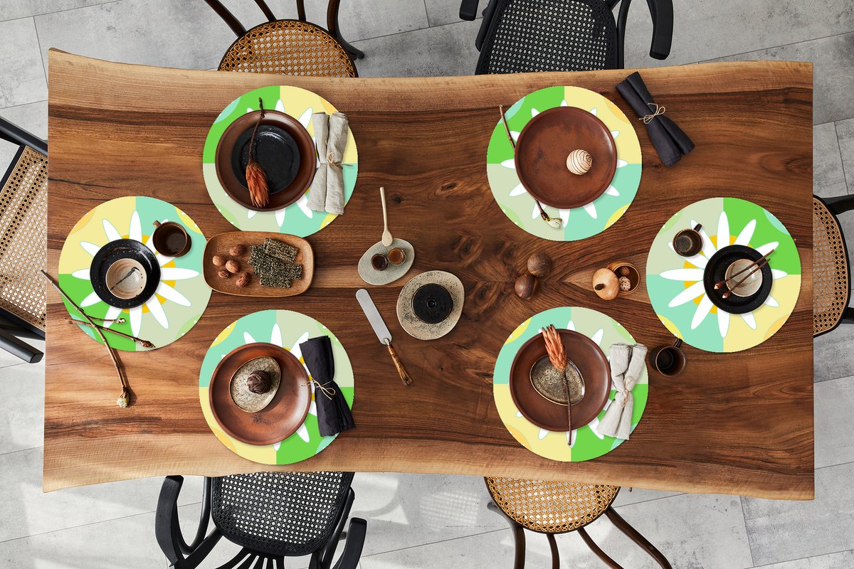 Ronde placemats - Onderlegger - Placemats rond - Bloemen - Zomer - Patronen - 6 stuks