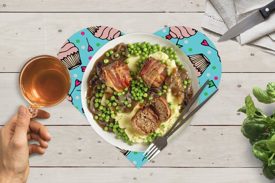 Dessous de verre - Napperons - Napperons cœur - Cupcake - Pois - Fête - Motifs - 8 pièces