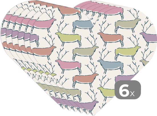 Napperons de table - Napperons de table cœur - Motifs - Cerf - Beige - 6 pièces