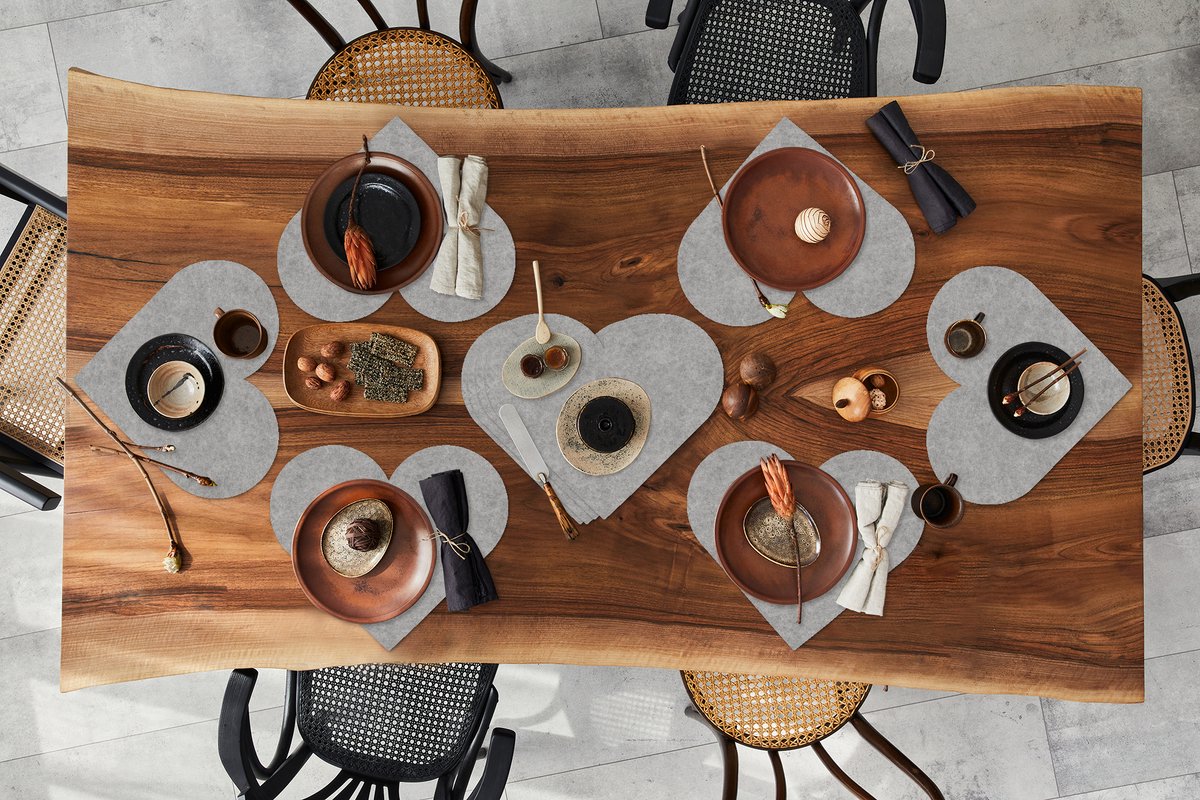 Onderleggers - Placemats - Placemats hartje - Beton print - Oud - Patroon - 10 stuks