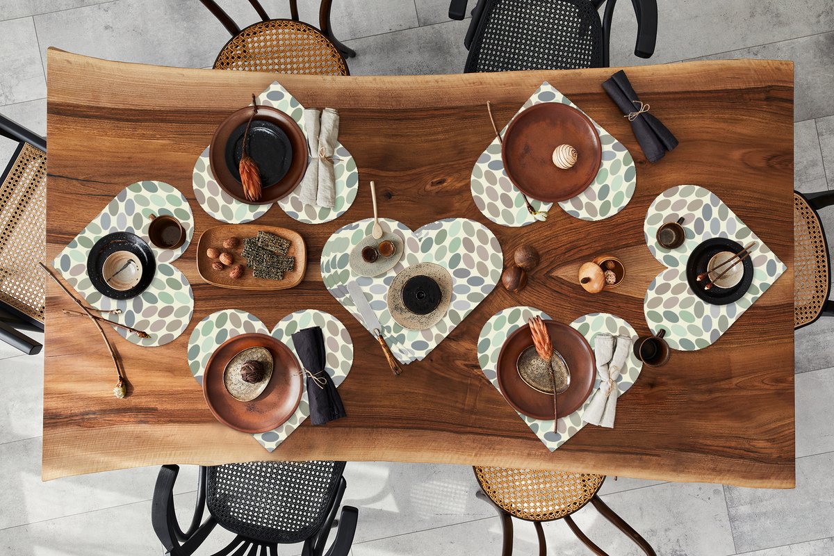 Onderleggers - Placemats - Placemats hartje - Vintage - Stippen - 3D - Patroon - 10 stuks