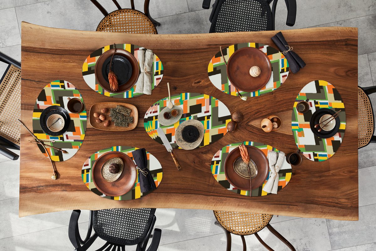 Placemats ovaal - Onderleggers - Ovale placemats - Geometrisch - Patronen - Abstract - 10 stuks