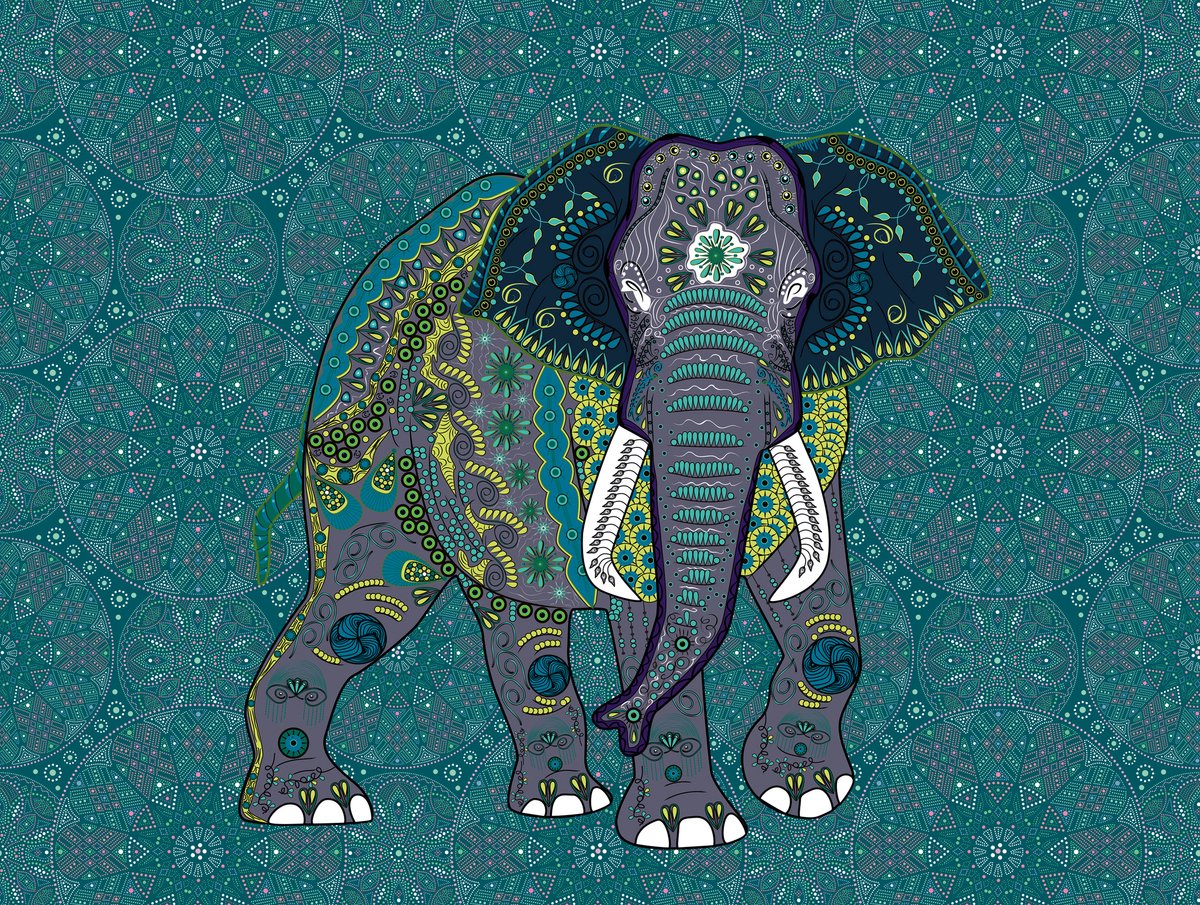 MANDALA OLIFANT FOTOBEHANG | 3,71 x 2,80 meter - A.S. Création Metropolitan Stories "The Wall"