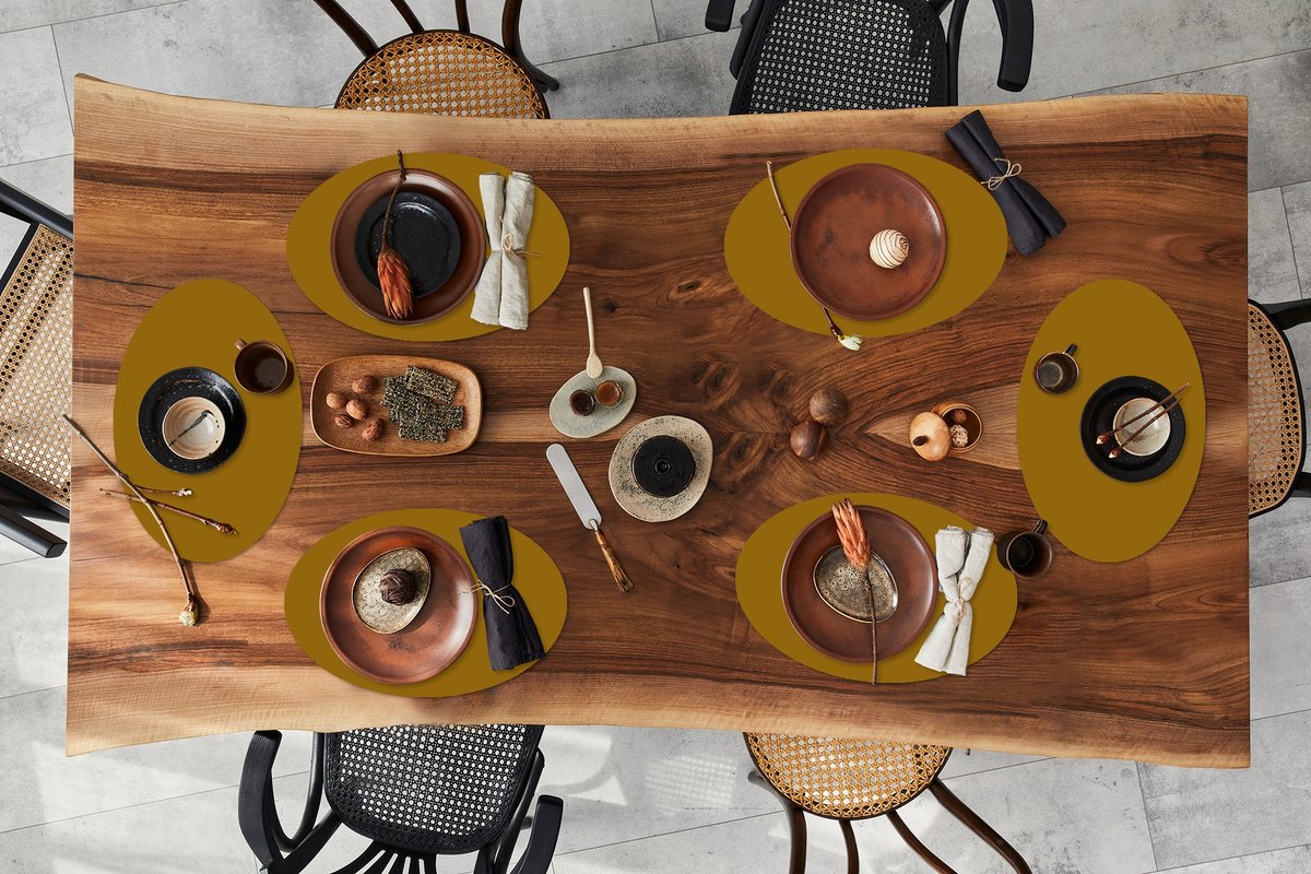 Placemats ovaal - Onderleggers - Ovale placemats - Goud - Luxe - Interieur - 6 stuks