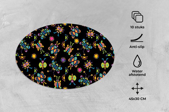 Napperons de table ovales - Sets de table - Sets de table ovales - Papillon - Motif - Insectes - 10 pièces