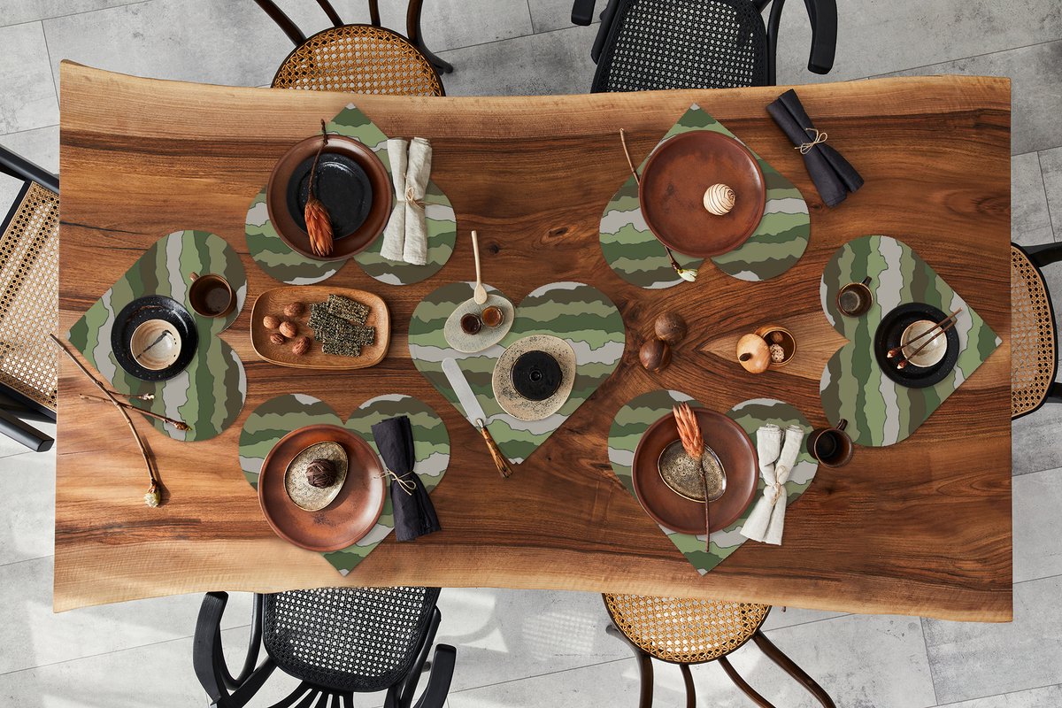 Onderleggers - Placemats - Placemats hartje - Camouflage - Patronen - Leger - 8 stuks