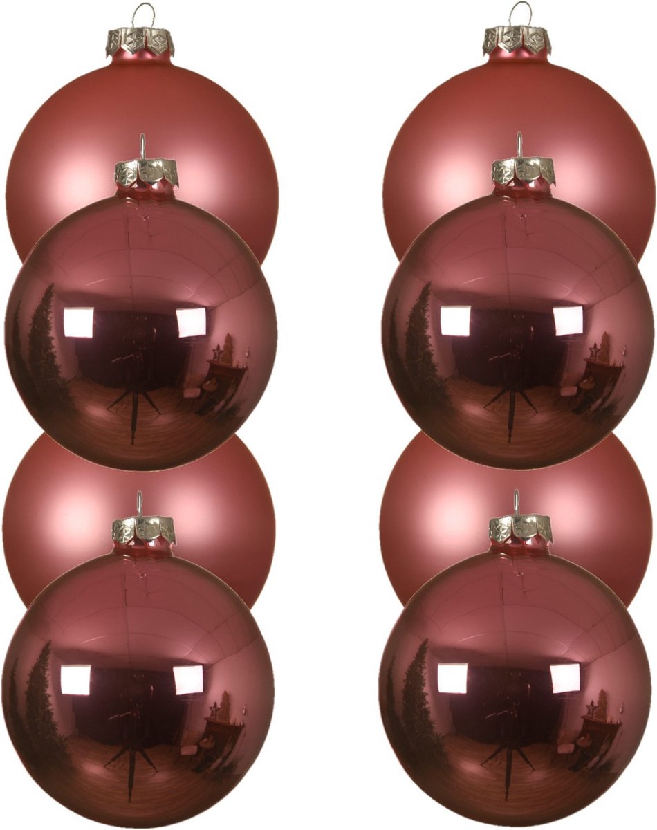 12x stuks kerstballen lippenstift roze van glas 10 cm - mat/glans - Kerstversiering/boomversiering