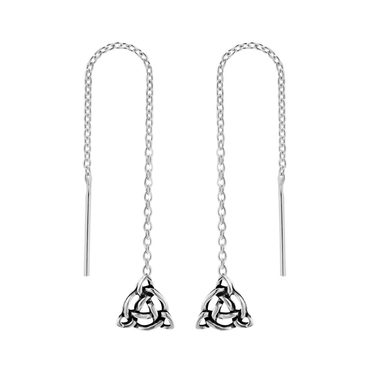 Zilveren oorbellen - chain - triquetra - 925 zilver - vrouwen