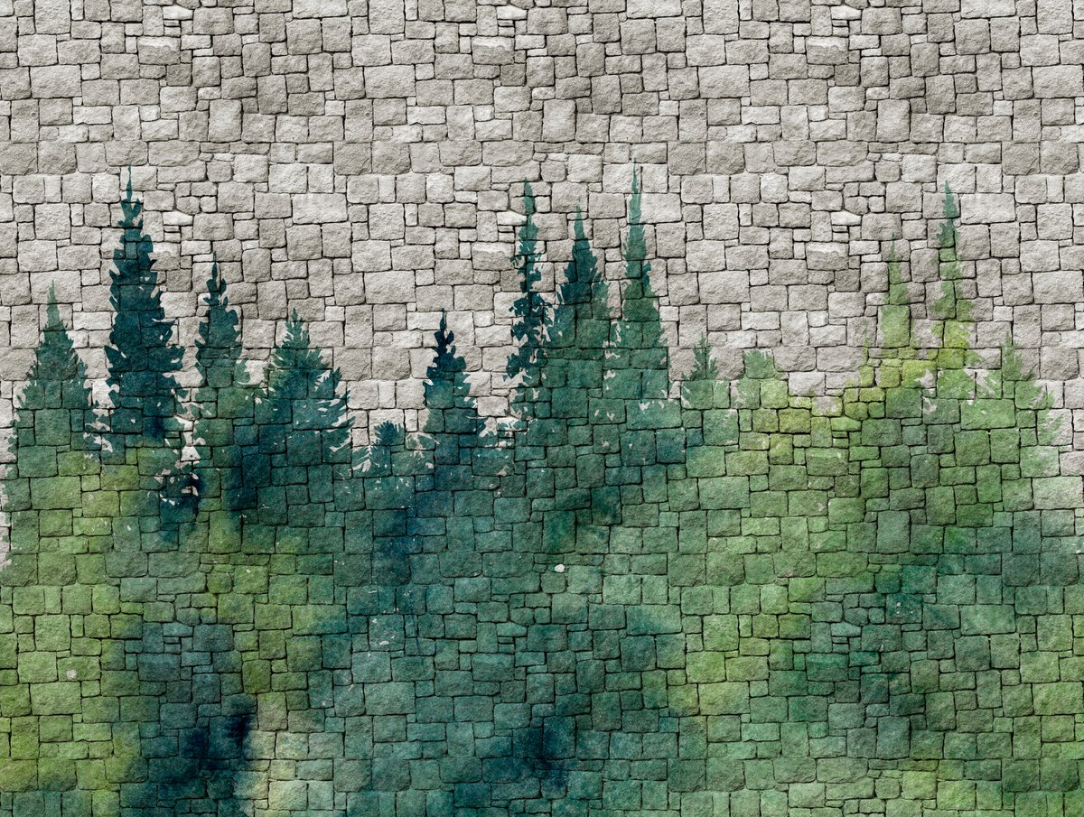 AQUAREL BOS OP ROTSWAND FOTOBEHANG | 3,71 x 2,80 meter - A.S. Création Metropolitan Stories "The Wall"