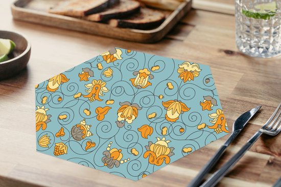 Napperons de table hexagon - Sets de table sets de table - Set de table hexagone - Motifs - Vintage - Fleurs - 10 pièces
