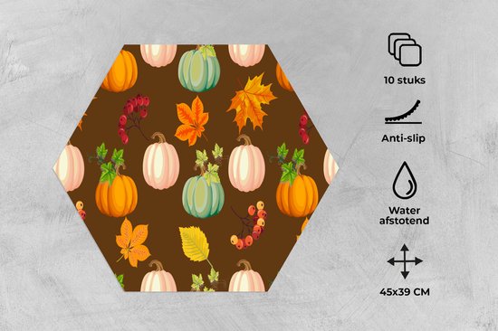 Napperons de table hexagon - Sets de table sets de table - Set de table hexagone - Automne - Citrouilles - Motifs - 10 pièces