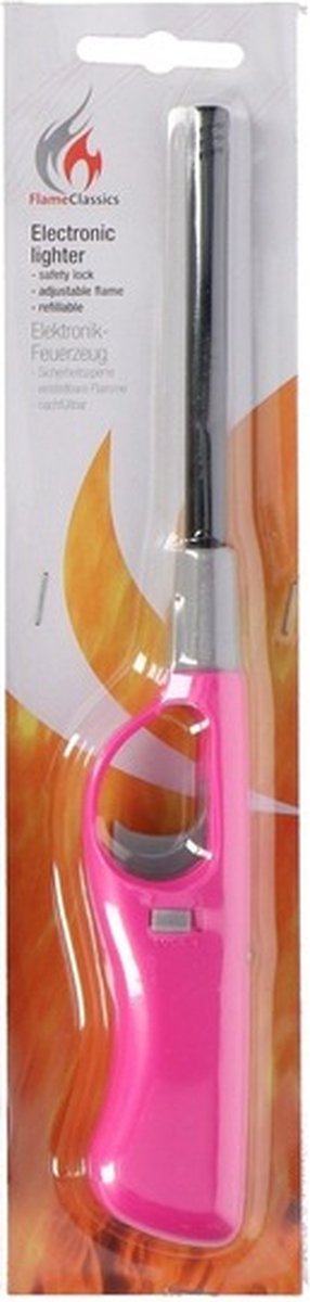 Gasaansteker - navulbaar - 26 cm - roze - BBQ aanstekers