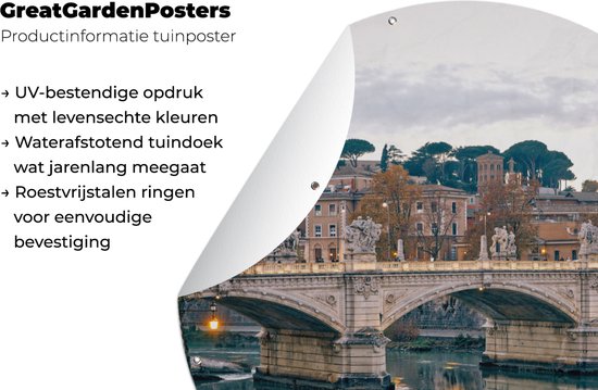 Garden Circle Pont des Anges à Rome - 90x90 cm - Affiche de Jardin Ronde - Extérieur
