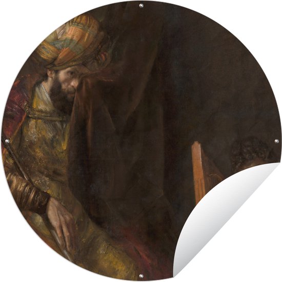 Tuincirkel Saul en David - Rembrandt van Rijn - 150x150 cm - Ronde Tuinposter - Buiten