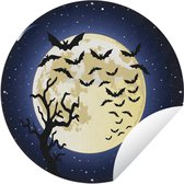 Cercle de jardin Illustration de chauves-souris devant une pleine lune - 120x120 cm - Poster de jardin rond - Extérieur XXL / Groot format !