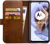 Rosso Element Book Case Wallet Hoesje Geschikt voor Motorola Moto G31 / G41 | Portemonnee | 3 Pasjes | Magneetsluiting | Stand Functie | Bruin