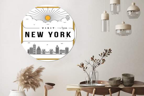 New York feuille de plastique cercle mur blanc