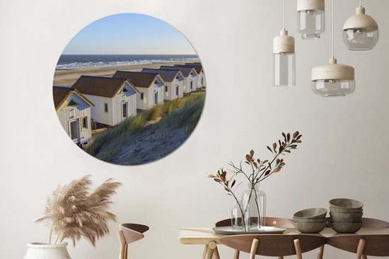 Arrière des maisons de plage Assiette en plastique cercle mural ⌀ 120 cm / Mer et plage - impression photo sur cercle mural / cercle vivant (décoration murale)