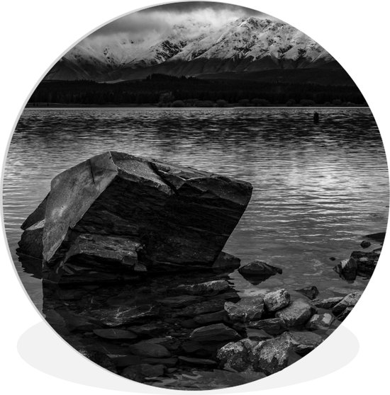 WallCircle - Wall Circle - Wall Circle Indoor - Boulder - Pierre - Zwart - Wit - 90x90 cm - Décoration murale - Peintures Ronds