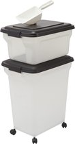 Iris Ohyama Air Tight Food container set van 2 - ATS-C - Kunststof - 20 en 45 liter - Transparant/Grijs - Met 1 schepje