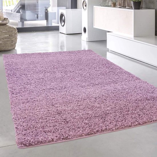 Hoogpolig Vloerkleed, Unicolor - Monochroom, Vloerkleed Zwart, 200 cm Rond, Tapijten in moderne stijl, Tapijt woonkamer