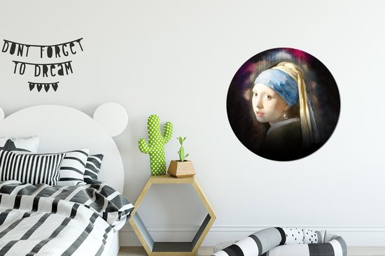 Cercle mural - Plastique - Boucle d'oreille La Fille à la perle - Vermeer - Art - ⌀ 60 cm
