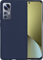Hoesje Geschikt voor Xiaomi 12 Hoesje Siliconen Case - Hoes Geschikt voor Xiaomi 12 Hoes Siliconen - Donkerblauw