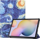 Mobigear Tablethoes geschikt voor Samsung Galaxy Tab S8 Hoes | Mobigear Tri-Fold Bookcase - The Starry Night | Blauw