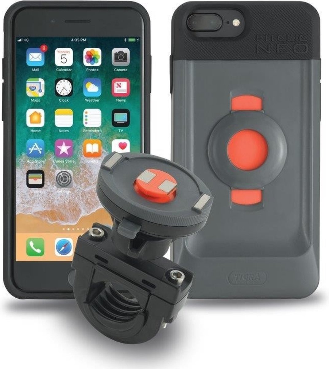 Tigra FitClic Neo Motorcycle Kit Telefoonhouder Motor voor Apple iPhone 7 Plus - Zwart