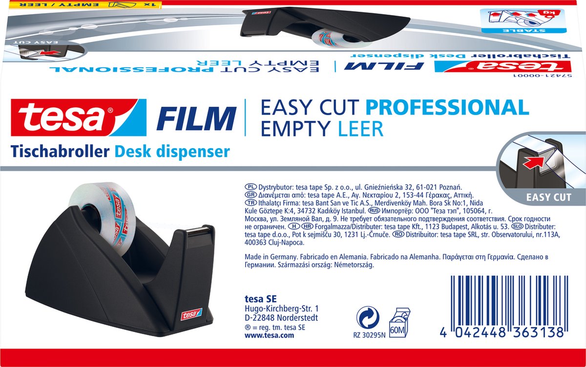 Tesa Dispenser Easy Cut 33m Zwart