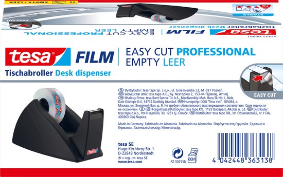 Dispenser Nastro Adesivo Tesa&reg; SMART - Per Rotoli Fino A 33m X 19mm - Design Ergonomico Da Scrivania