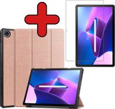 Hoes Geschikt voor Lenovo Tab M10 Plus 3rd Gen Hoes Book Case Hoesje Trifold Cover Met Screenprotector - Hoesje Geschikt voor Lenovo Tab M10 Plus (3e Gen) Hoesje Bookcase - Rosé goud