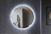 SensaHome - Ronde Badkamerspiegel Frameloos Zwart met LED Verlichting - Wandspiegel - 60CM
