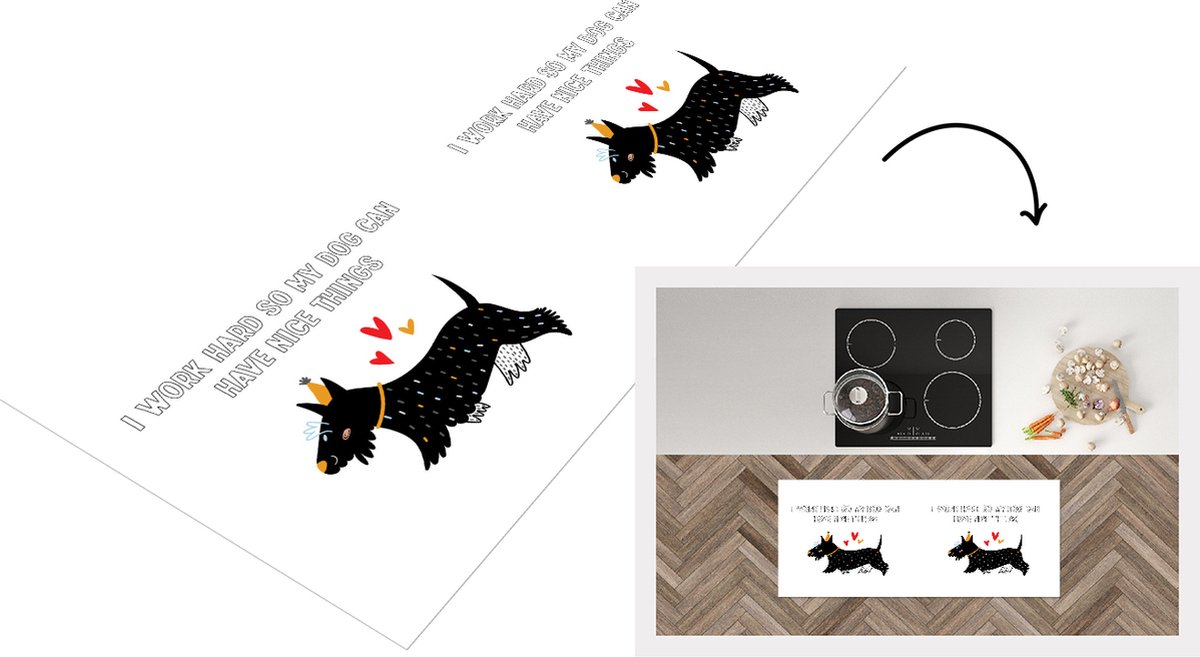 KitchenYeah Keukenloper - Loper keuken - Quotes - Spreuken - I work hard so my dog can have nice things - Hond - 120x50 cm - Keukenloper vinyl Multicolor