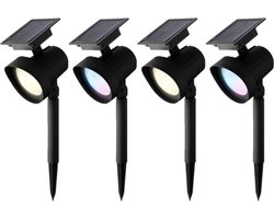 Lumineo Solar spotlights - 6x - zwart - 31 cm - zonne-energie - tuinpad verlichting - Prikspots tuinverlichting