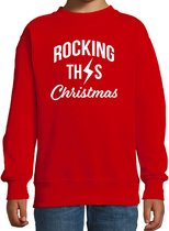 Rocking this Christmas foute Kersttrui - rood - kinderen - Kerstsweaters / Kerst outfit 134/146