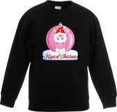Kersttrui met roze eenhoorn kerstbal zwart voor meisjes 152/164
